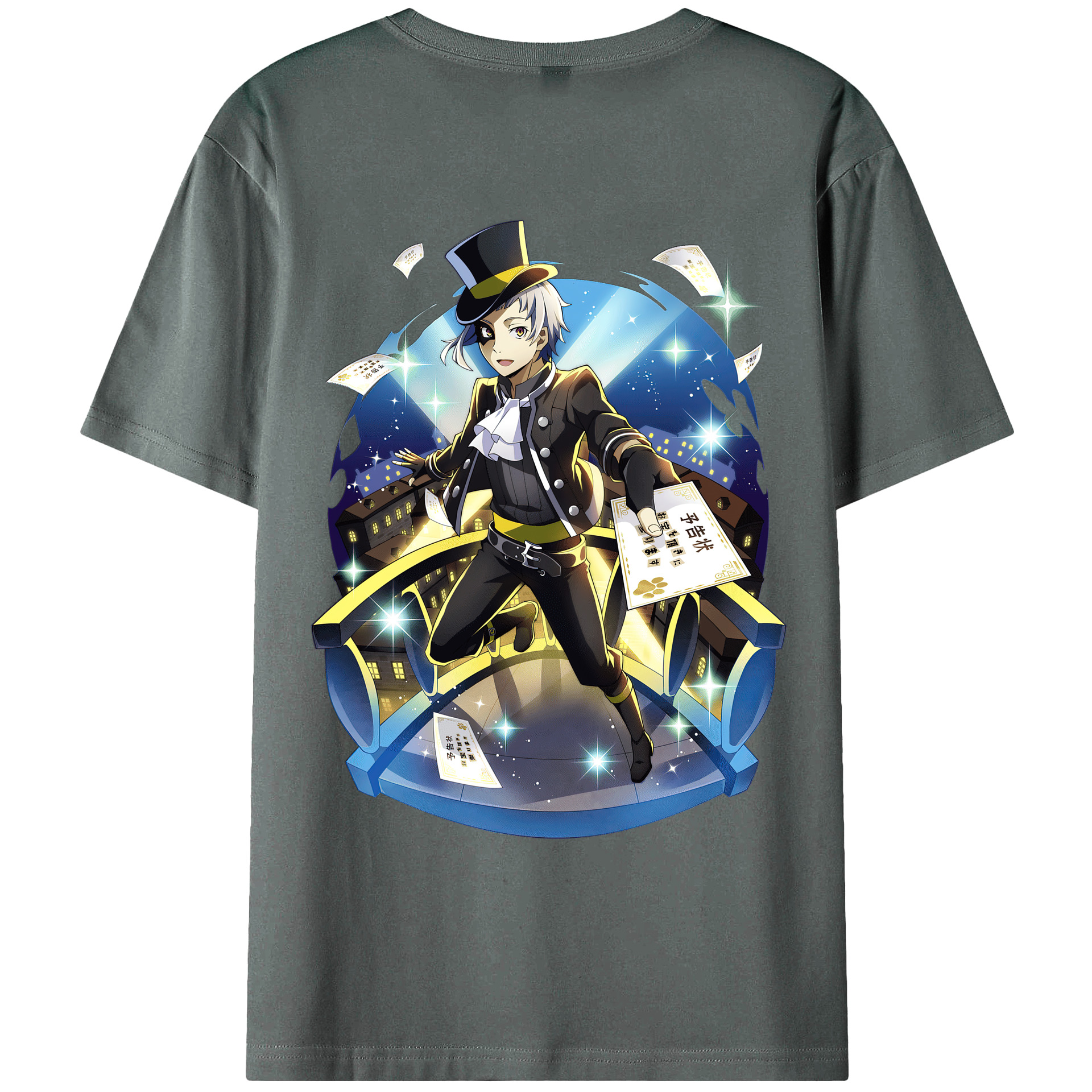（画像用） 文豪ストレイドッグス Bungo Stray Dogs 綿100％ メンズ半袖Tシャツ（バックプリント） 通気性